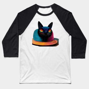 Cat in the hat surreal paiting Baseball T-Shirt